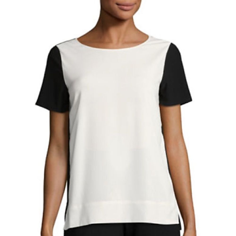 Jones New York Hi-Lo Combo Tee-IVORY-Small